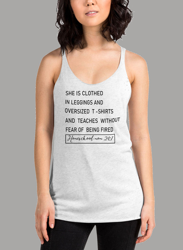 Black women's tank top with racerback design, featuring 'Homeschool Mom' text, made from quick-drying fabric.