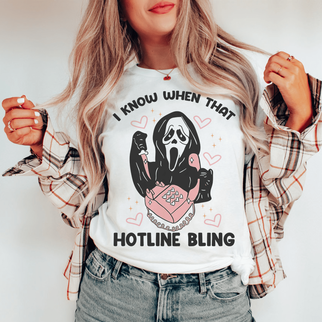 Hotline Bling Tee made of soft ring-spun cotton with double stitching, available in various colors.