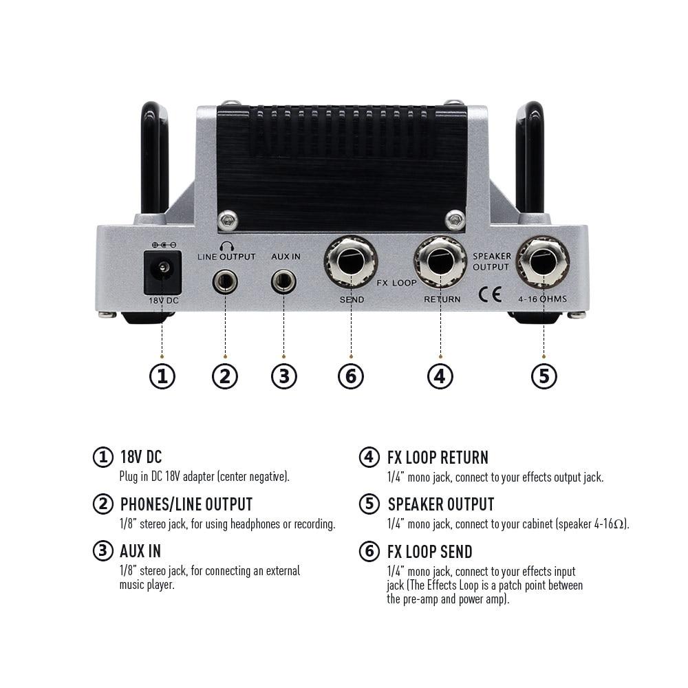 Hotone Nano Legacy British Invasion 5 Watts Compact Guitar Amp Head showcasing its sleek design and controls.