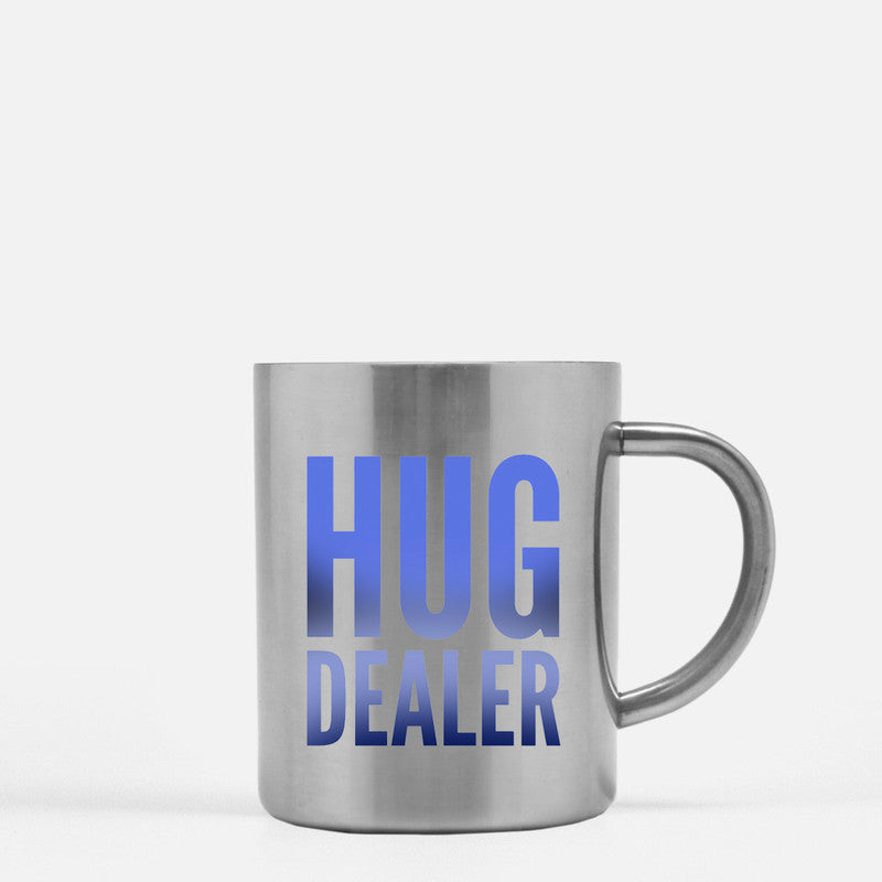 Hug Dealer Gold & Silver Mug with elegant design and ceramic finish, showcasing gold metallic coating.