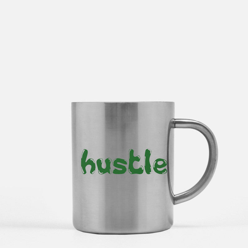 Hustle Gold & Silver Mug showcasing elegant design with gold metallic coating on ceramic material.