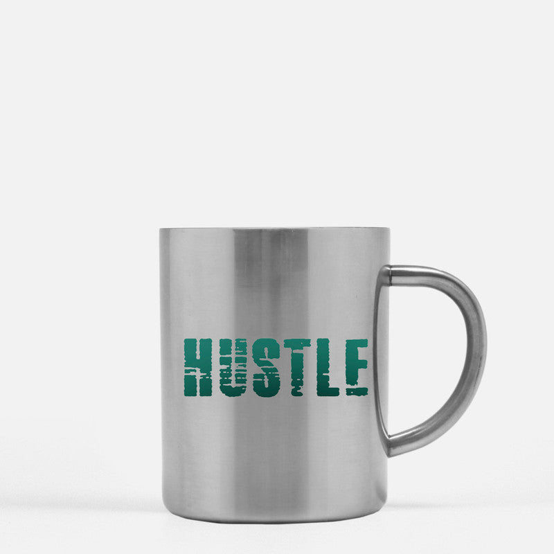 Hustle Gold & Silver Mug with elegant gold metallic coating and ceramic finish, showcasing a stylish design.