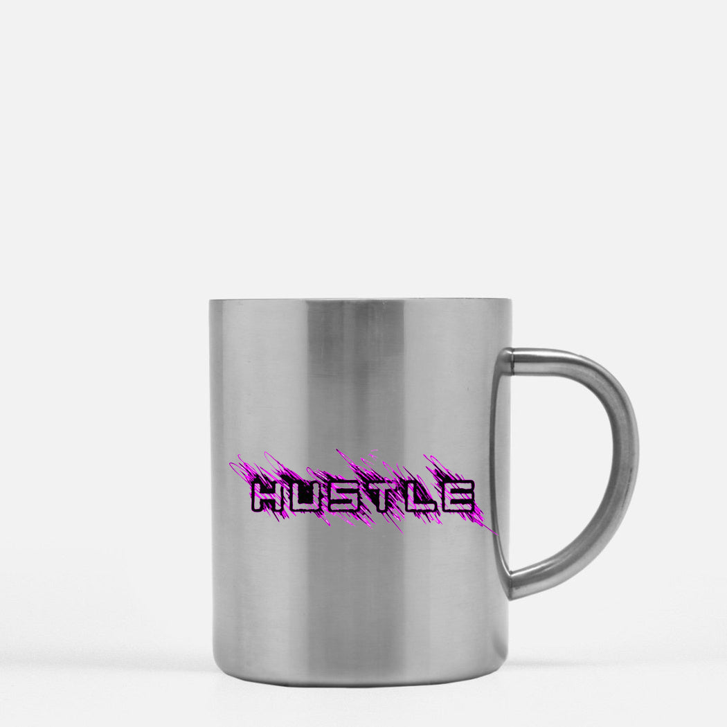 Hustle Gold & Silver Mug with elegant gold metallic coating and ceramic finish, showcasing a stylish design.