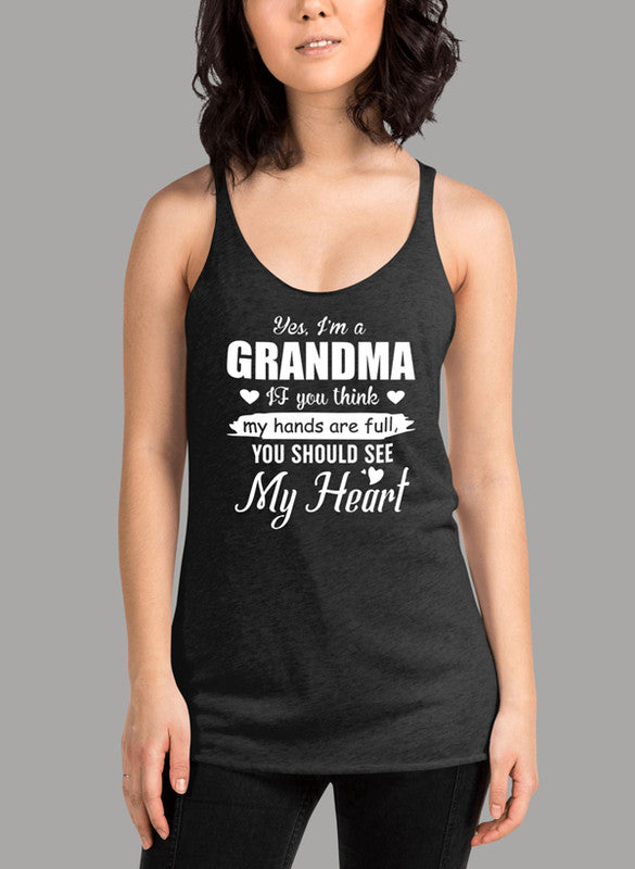 I Am A Grandma Women's Tank Top featuring a girlie fit and racer back style, made from quick-drying Neoteric™ fabric.