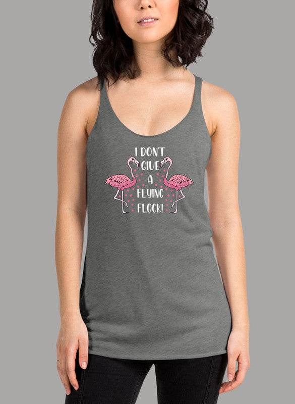 I Don't Give A Flying Flock Women's Tank Top in a stylish racer back design, showcasing its comfortable fit and quick-drying fabric.