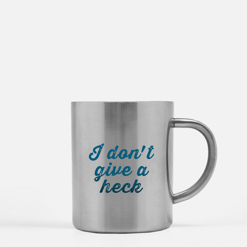 I Don't Give A Heck Gold & Silver Mug with a stylish design and gold metallic coating, perfect for coffee or tea.