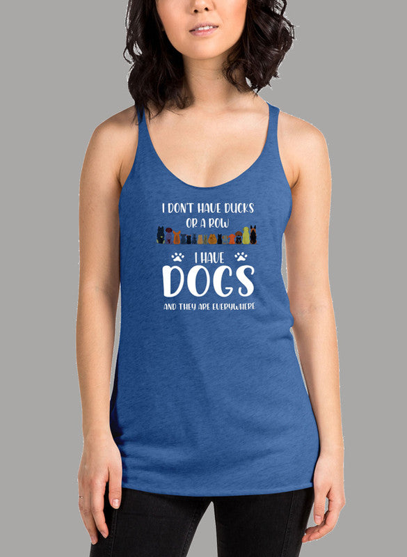 I Don't Have Ducks Or A Row Women's Tank Top in a stylish girlie fit with racer back design, showcasing its curved back hem and Neoteric™ fabric.