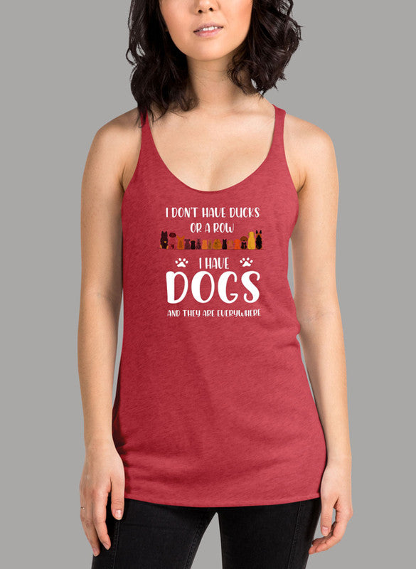 I Don't Have Ducks Or A Row Women's Tank Top in a stylish girlie fit with racer back design, showcasing its curved back hem and Neoteric™ fabric.