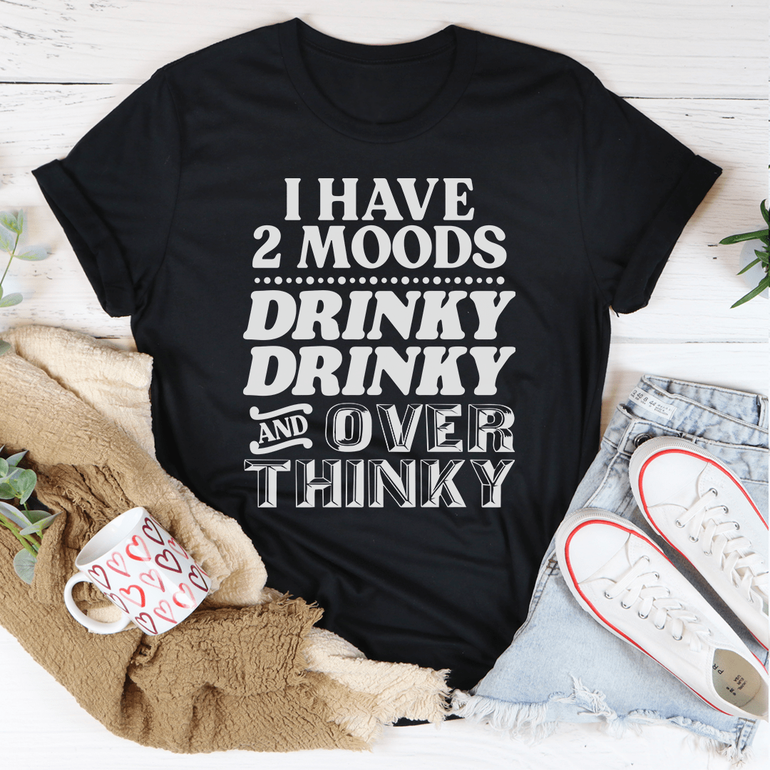 I Have Two Moods Tee, a soft ring-spun cotton t-shirt with double stitching, available in various sizes.