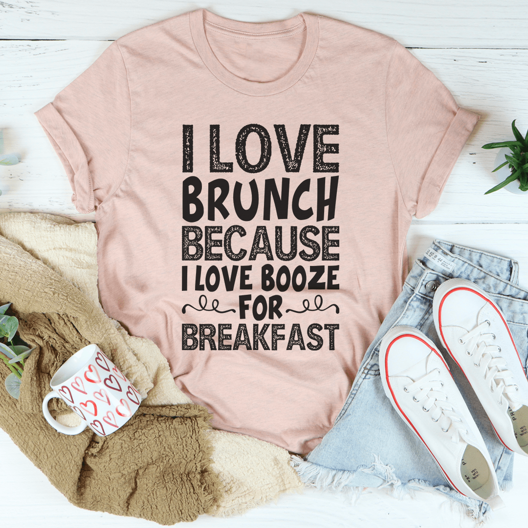 I Love Brunch Tee in soft ring-spun cotton, featuring double stitching for durability, perfect for brunch lovers.