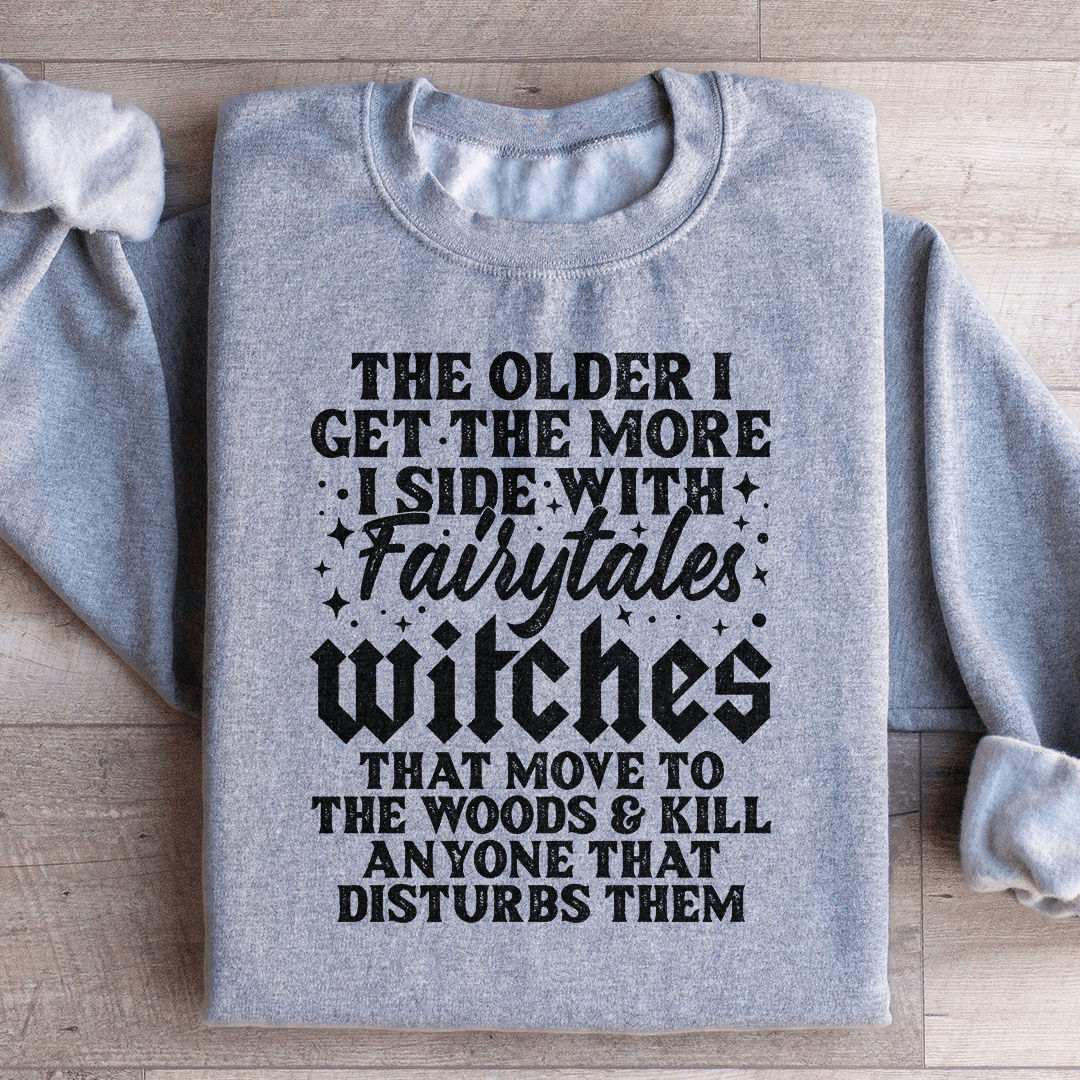 I Side With Fairytales Witches sweatshirt featuring a cozy fleece lining and adjustable cuffs, designed by top artists.