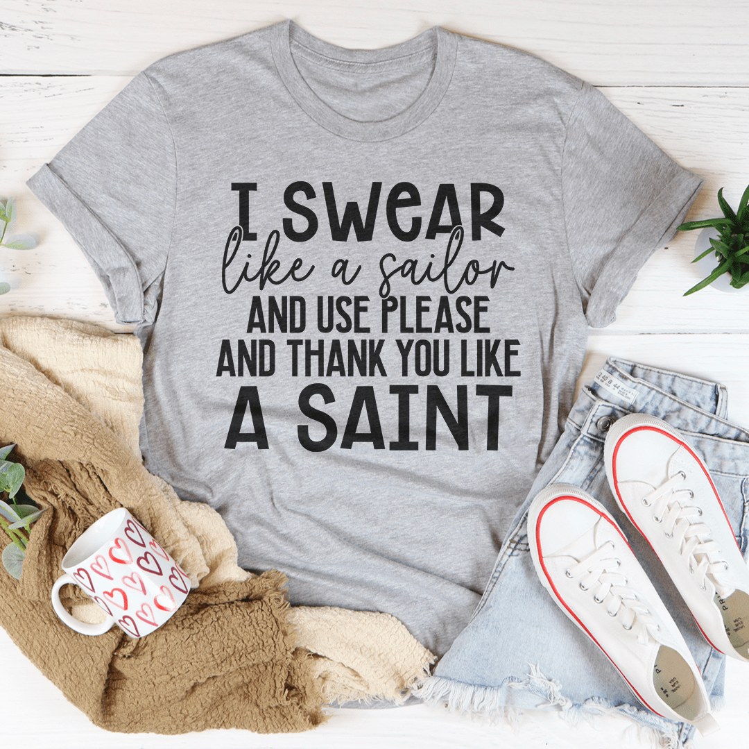 A comfortable and stylish I Swear Like A Sailor Tee made from soft ring-spun cotton, featuring a humorous design.