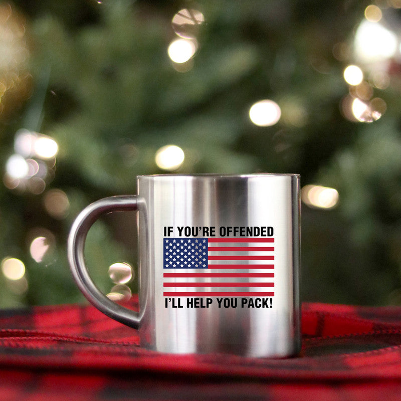 If You're Offended I'll Help You Move Gold & Silver Mug with elegant design and gold metallic coating.