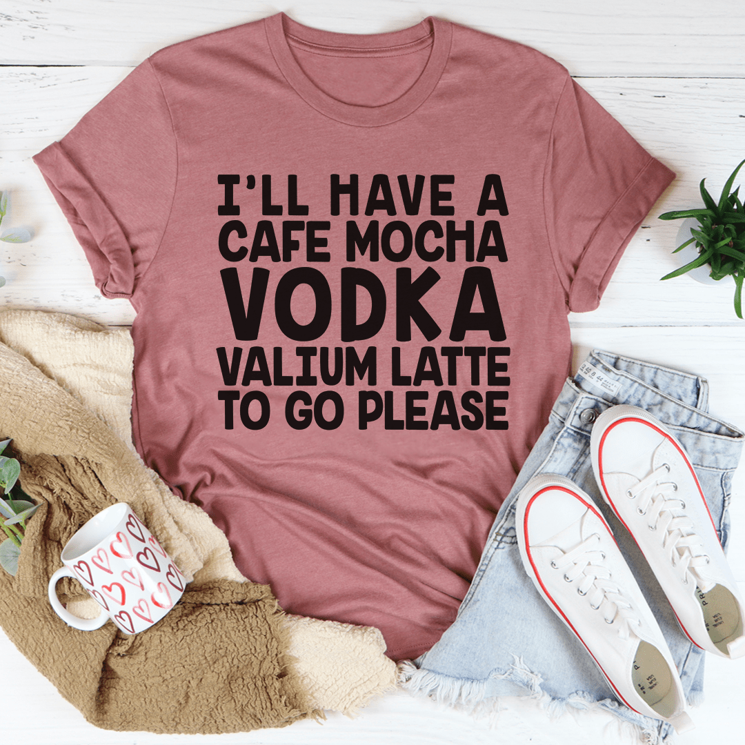 A stylish Cafe Mocha Tee featuring a playful coffee-themed design, made from soft ring-spun cotton with durable stitching.