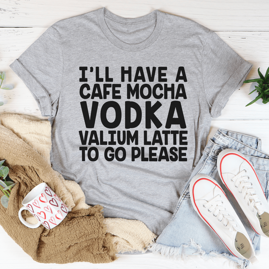 A stylish Cafe Mocha Tee featuring a playful coffee-themed design, made from soft ring-spun cotton with durable stitching.