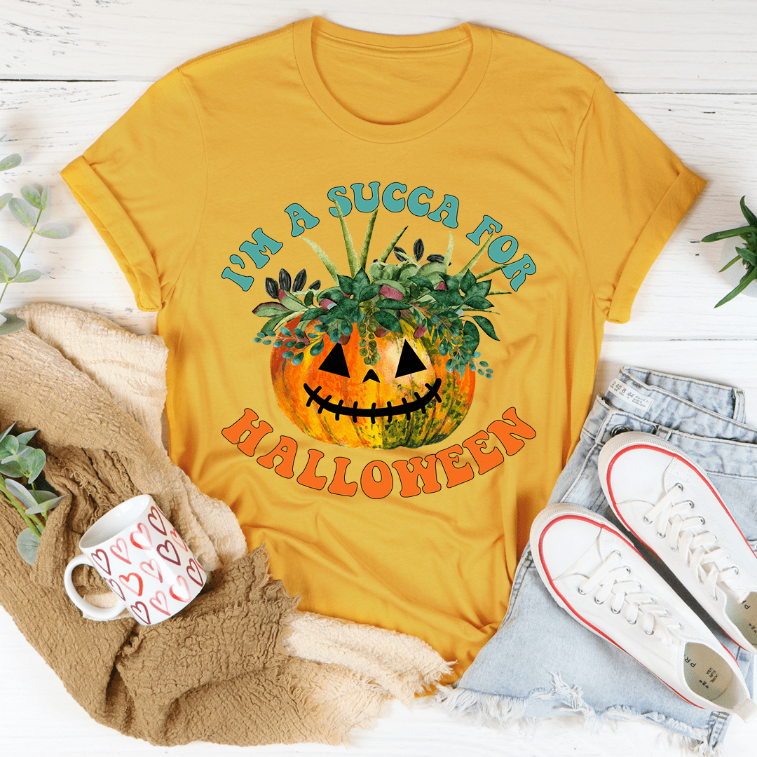 I'm A Succa For Halloween T-Shirt featuring a playful design with vibrant colors, made from soft ring-spun cotton.