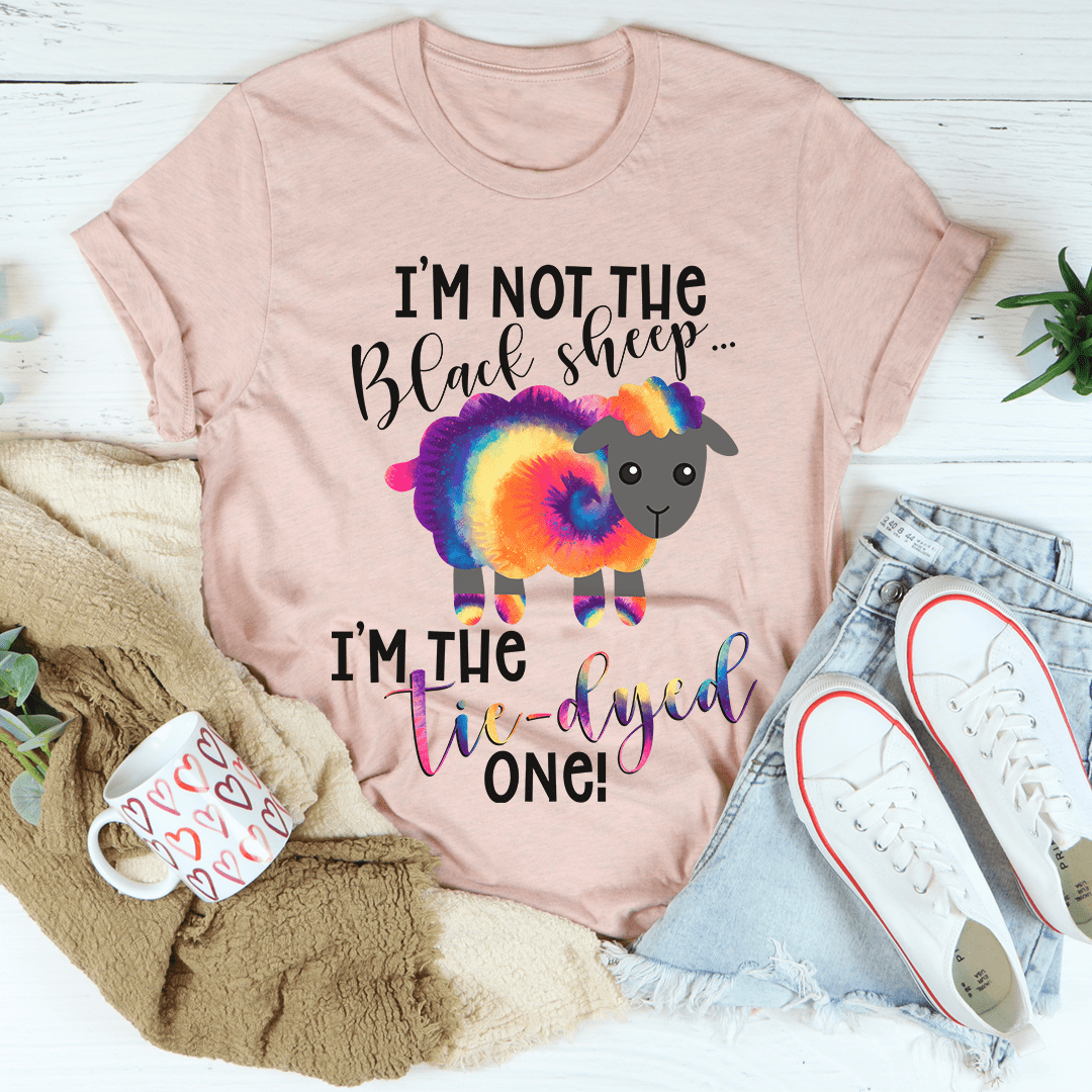 I'm The Tie-Dyed Sheep T-Shirt featuring vibrant tie-dye patterns and a comfortable fit, made from soft ring-spun cotton.