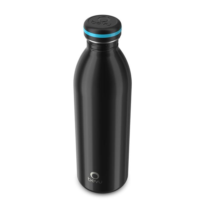 Insulated Bottle Black Bevu ® Simple 750ml with a sleek black design, showcasing its stainless steel construction and hermetic lid.