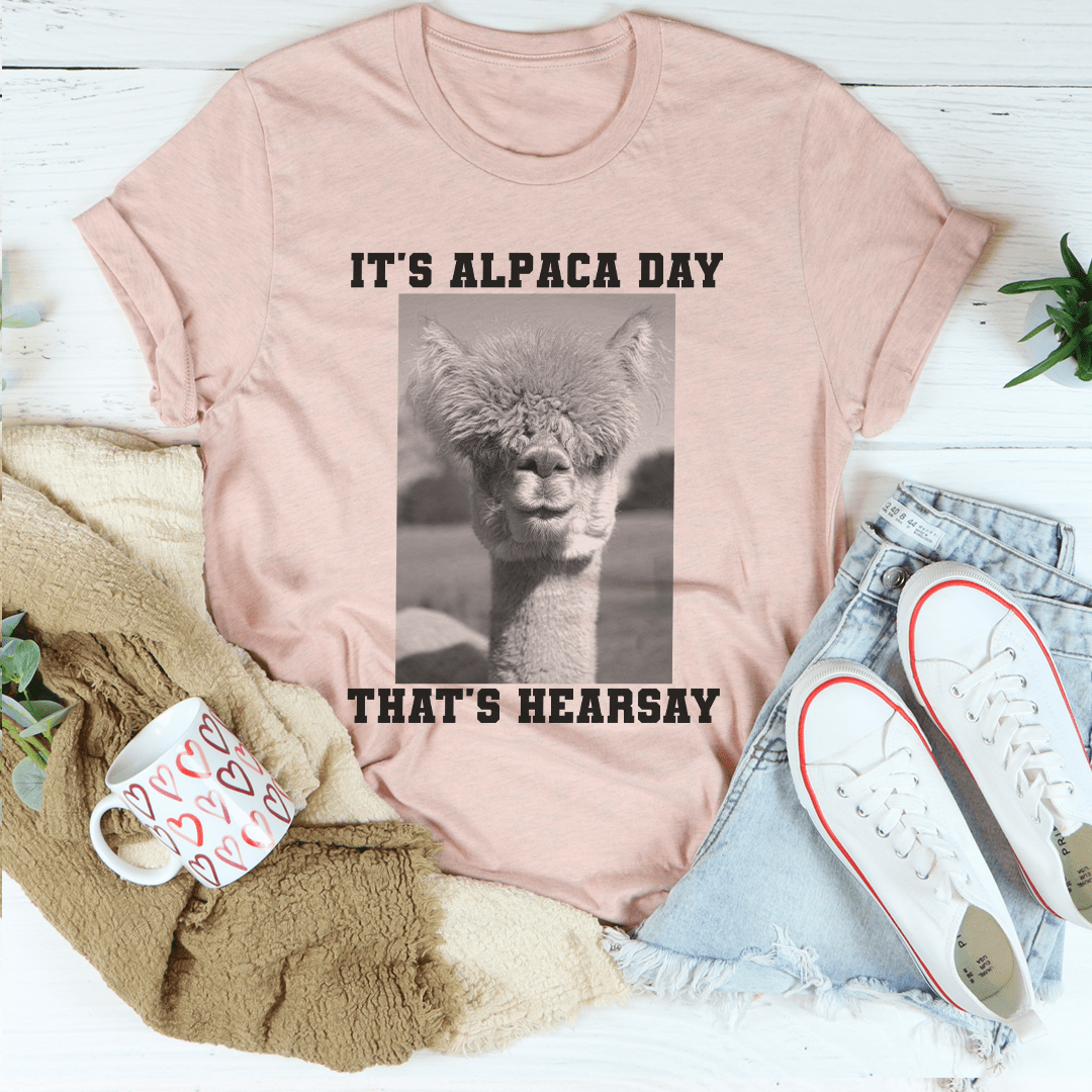 A soft and comfy It's Alpaca Day Tee made from 100% ring-spun cotton, featuring double stitching for durability.