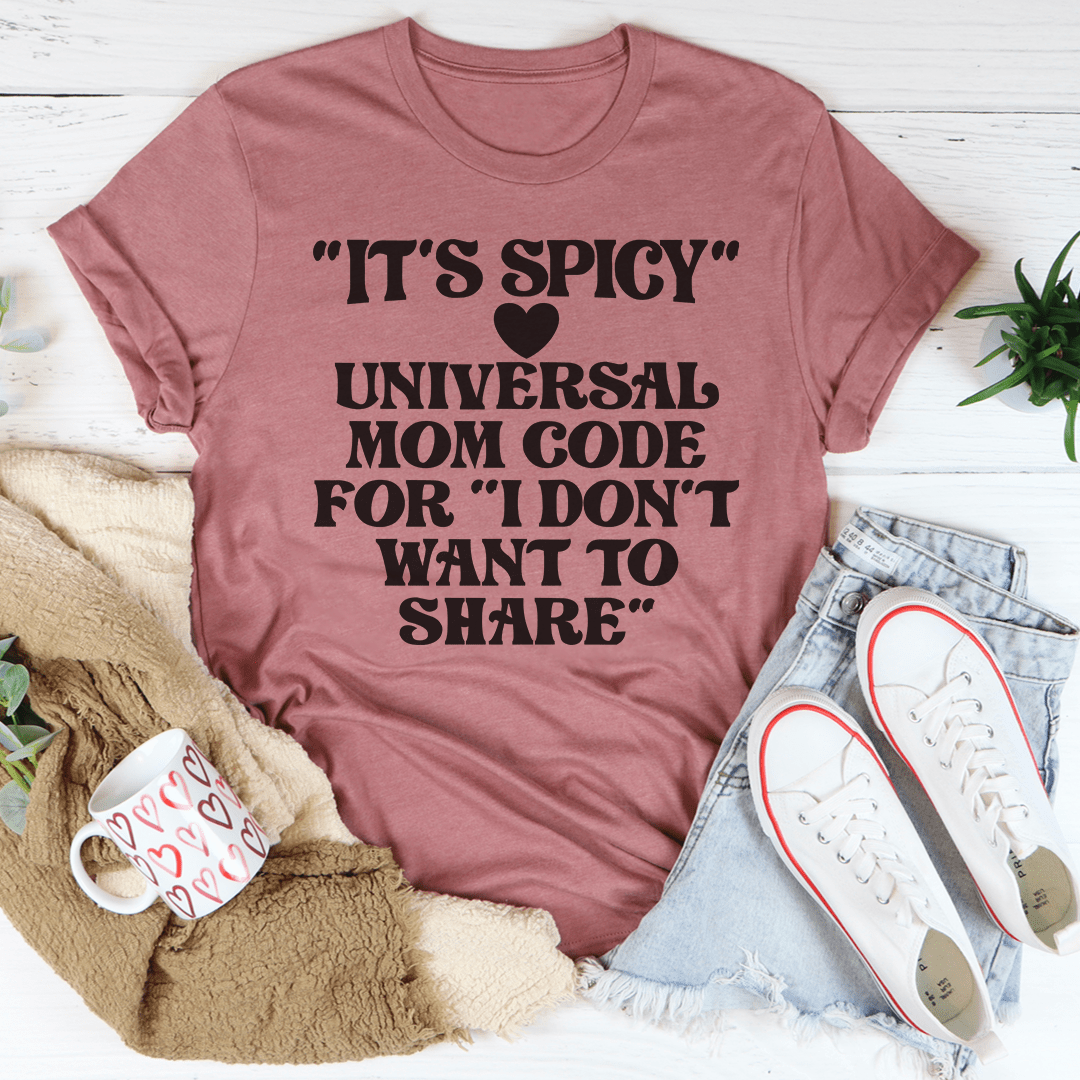 A stylish It's Spicy Mom Tee made from soft ring-spun cotton, featuring double stitching for durability and a comfortable fit.