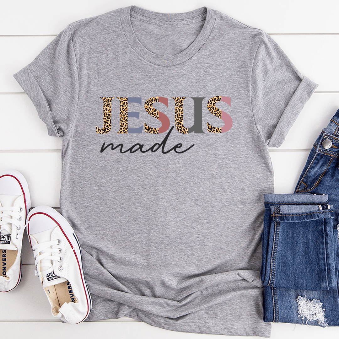 A comfortable Jesus Made T-Shirt in soft ring-spun cotton, featuring double stitching for durability and a stylish design.