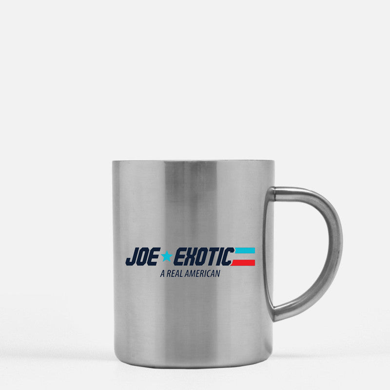 Joe Exotic Gold & Silver Mug with a luxurious gold metallic coating, featuring a unique design, perfect for beverages or as a collectible.