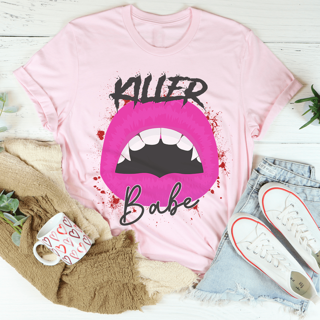 Killer Babe Tee in soft ring-spun cotton, featuring double stitching and vibrant DTG print.