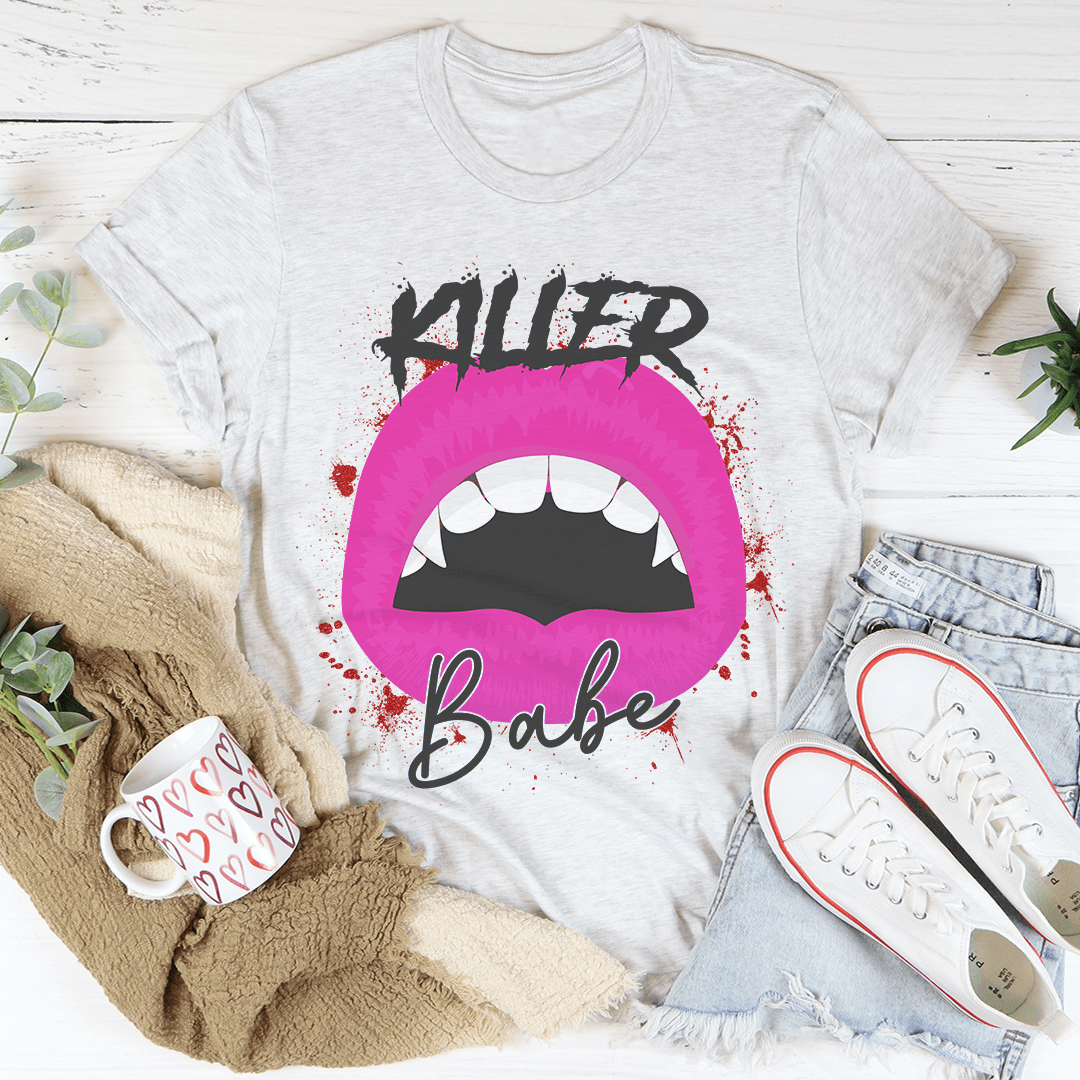 Killer Babe Tee in soft ring-spun cotton, featuring double stitching and vibrant DTG print.