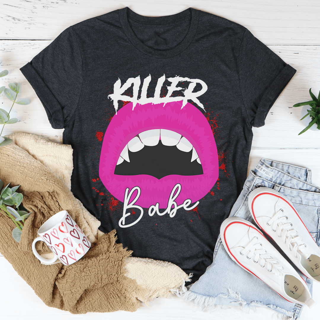 Killer Babe Tee in soft ring-spun cotton, featuring double stitching and vibrant DTG print.