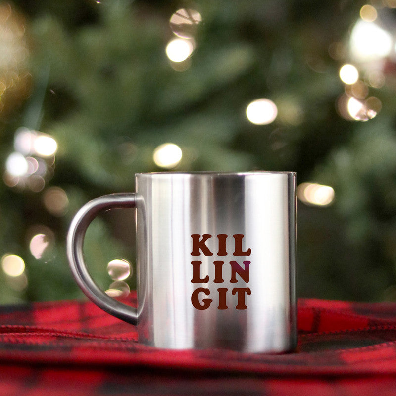 Killing It Gold & Silver Mug with elegant design and ceramic finish, showcasing gold metallic coating.