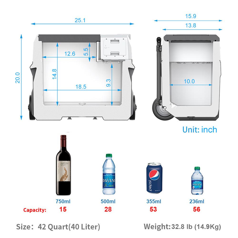 LionCooler X40A Portable Solar Fridge Freezer with a sleek design and large wheels, perfect for outdoor adventures.