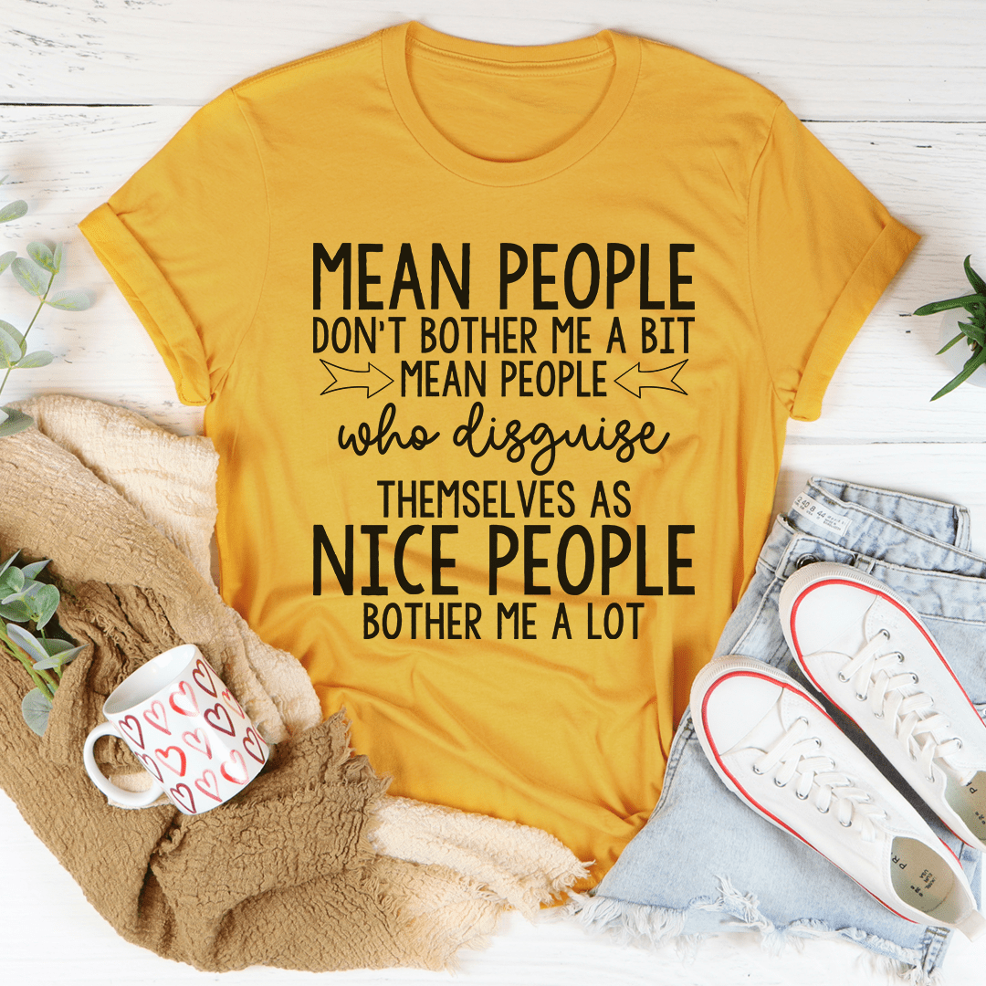 Mean People Tee featuring a stylish design in soft ring-spun cotton, showcasing durability and comfort.