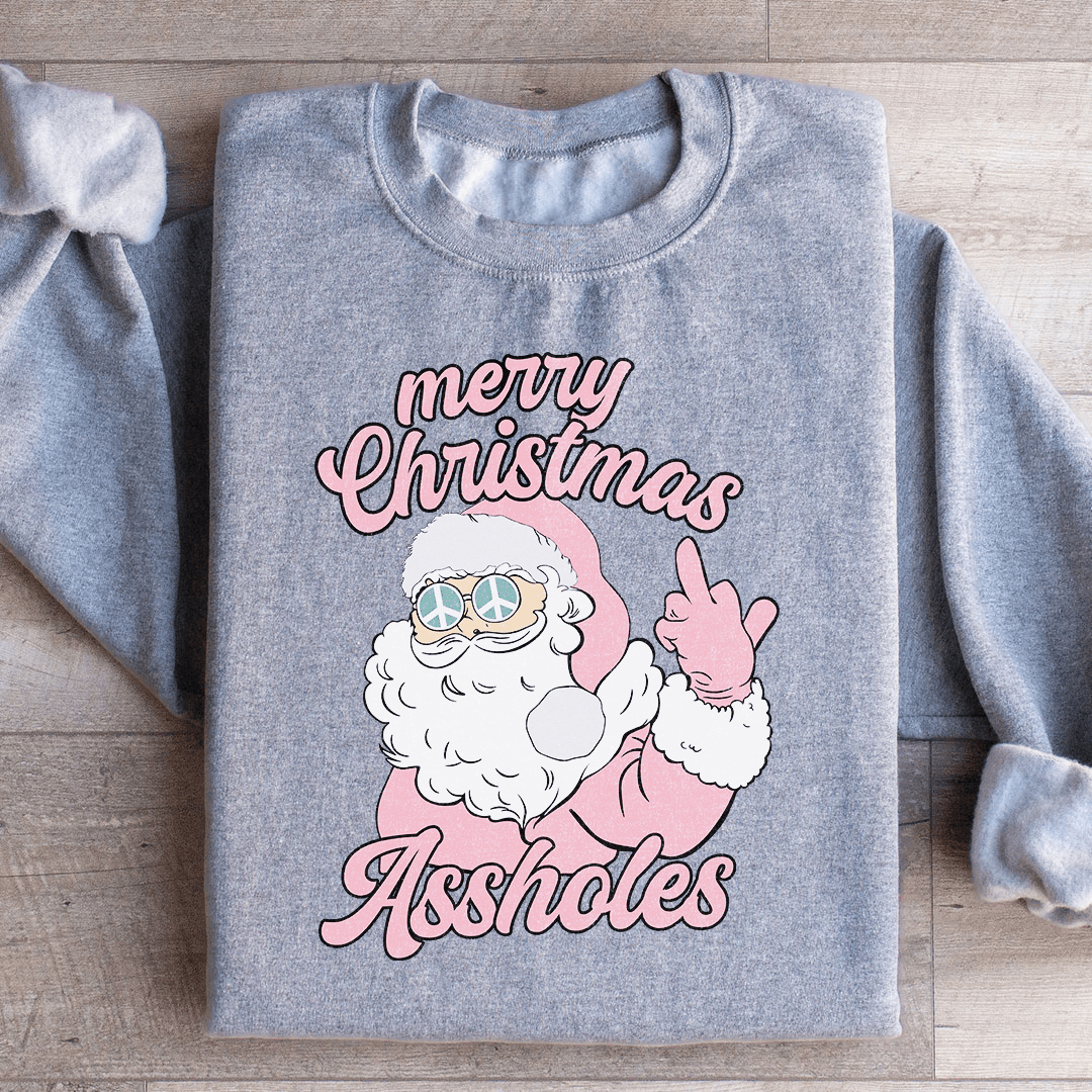 Merry Christmas A sholes sweatshirt featuring a cozy fleece lining and unique artistic design.