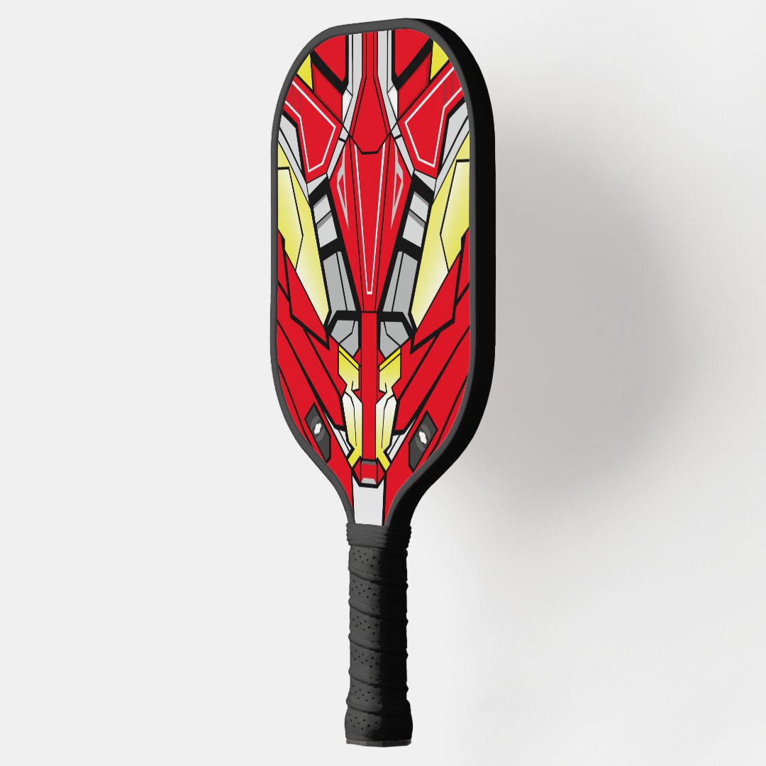 Metal Clash Pickleball Paddle showcasing its fiberglass surface, honeycomb polypropylene core, and comfortable grip handle.