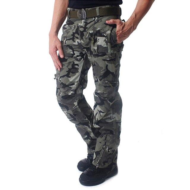 Military Mens Cargo Pants in various colors with multiple pockets, designed for tactical and outdoor activities.