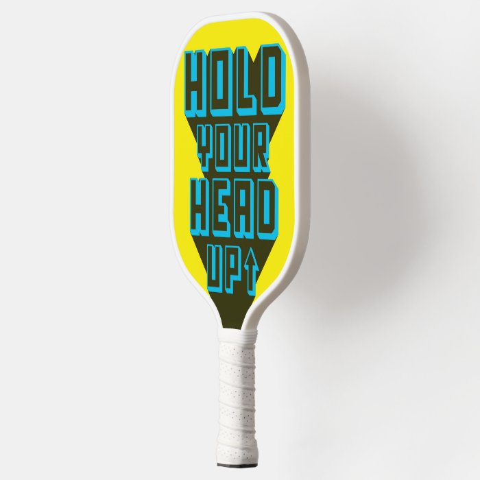 Motivational Quote Pickleball Paddle featuring a durable fiberglass surface and comfortable faux-leather grip, designed for optimal performance.