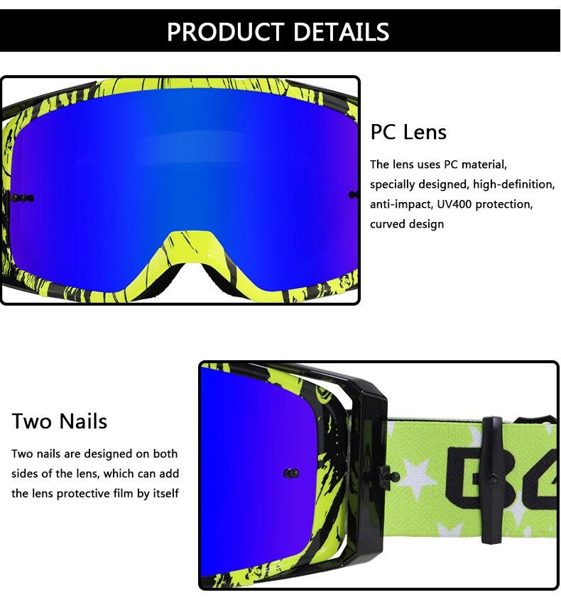 Motorcycle goggles designed for riding, featuring a dust-proof and UV-protected lens, suitable for both men and women.