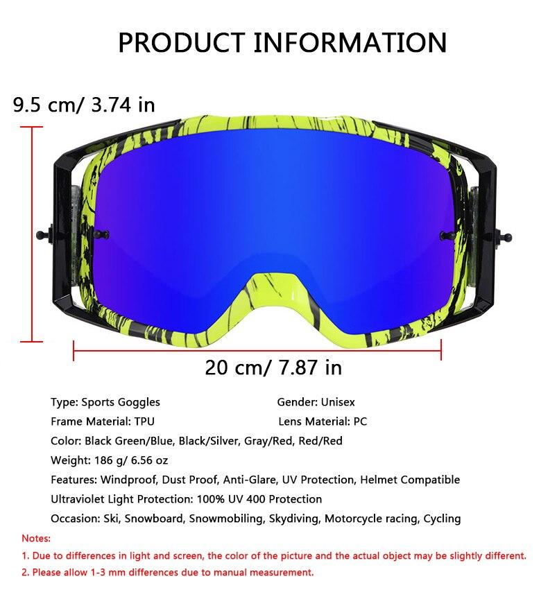 Motorcycle goggles designed for riding, featuring a dust-proof and UV-protected lens, suitable for both men and women.