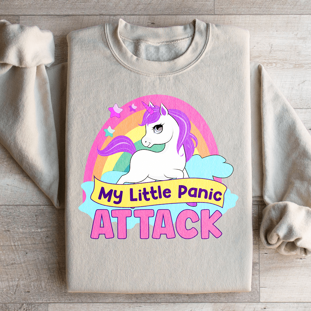 My Little Panic Attack sweats featuring unique designs by top artists, made from a cozy cotton/poly fleece blend.