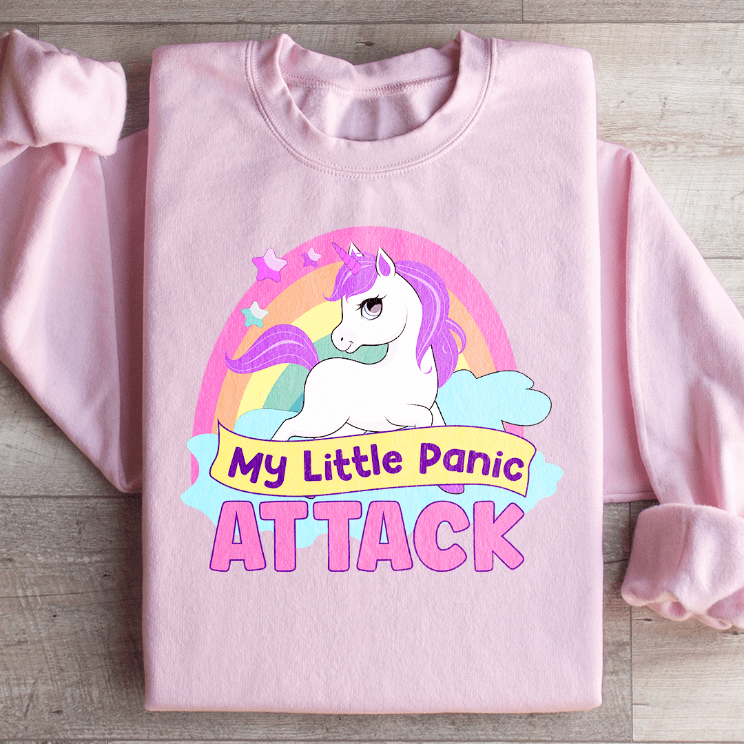 My Little Panic Attack sweats featuring unique designs by top artists, made from a cozy cotton/poly fleece blend.