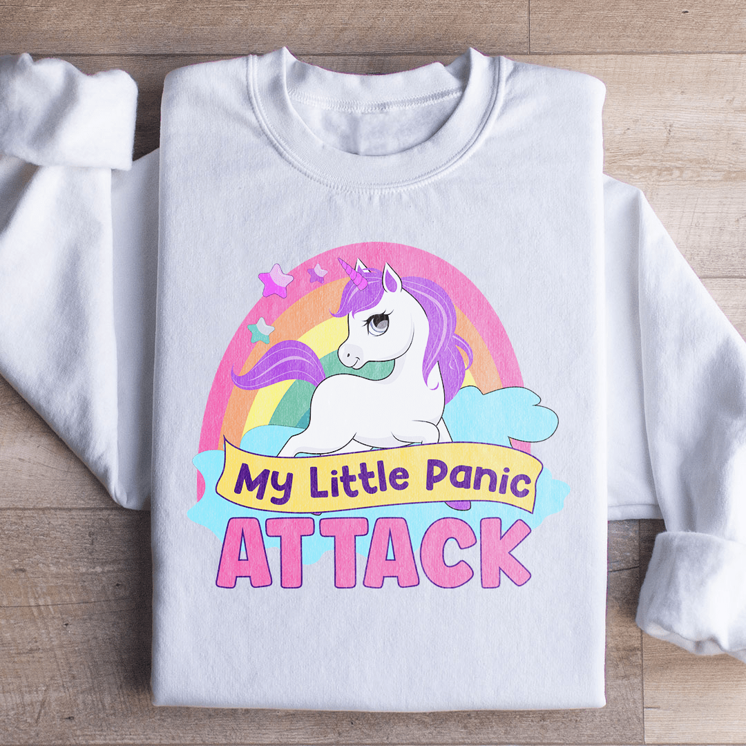 My Little Panic Attack sweats featuring unique designs by top artists, made from a cozy cotton/poly fleece blend.