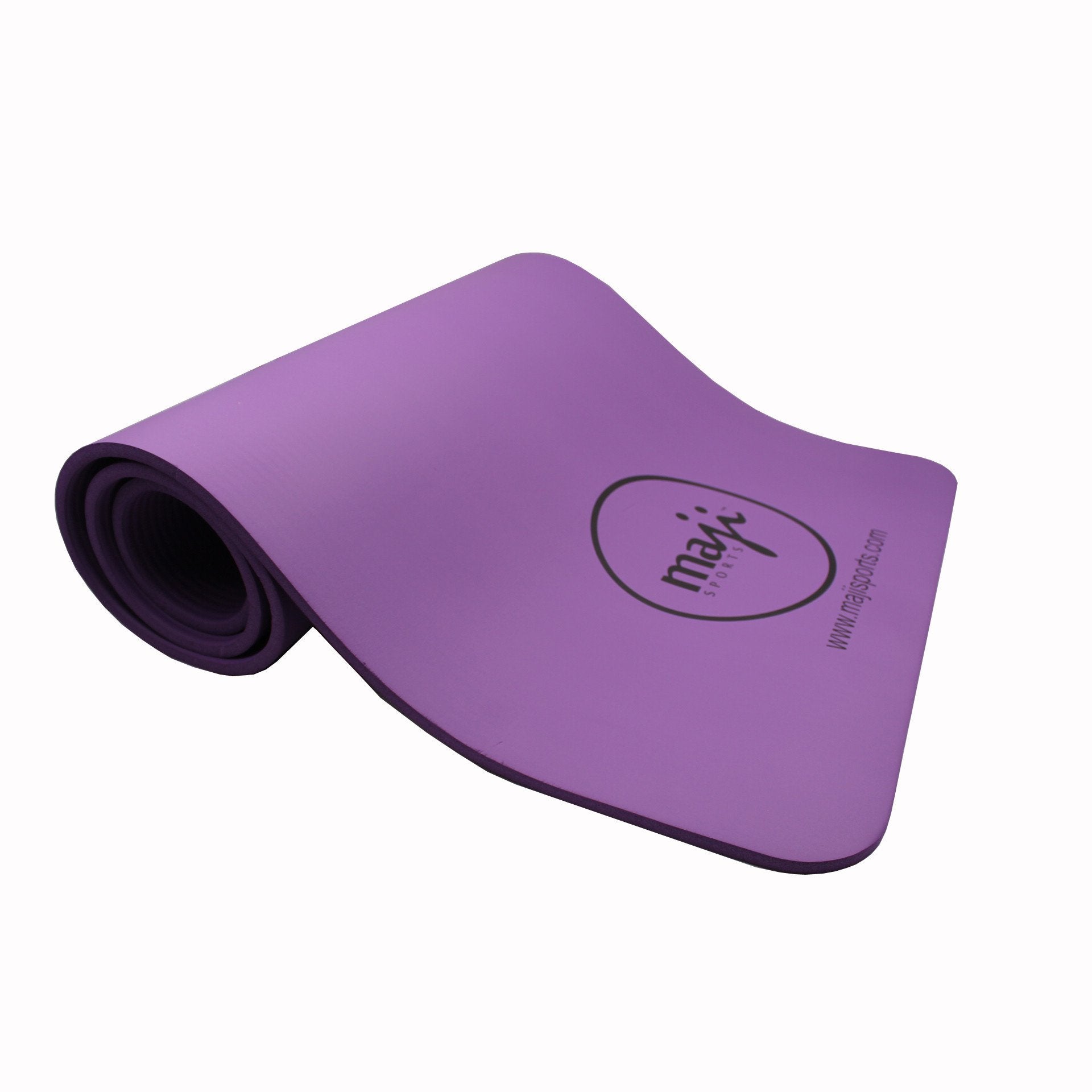 NBR Premium Eco Exercise Mat in vibrant color with ribbed texture, showcasing its thickness and integrated carry loop strap.