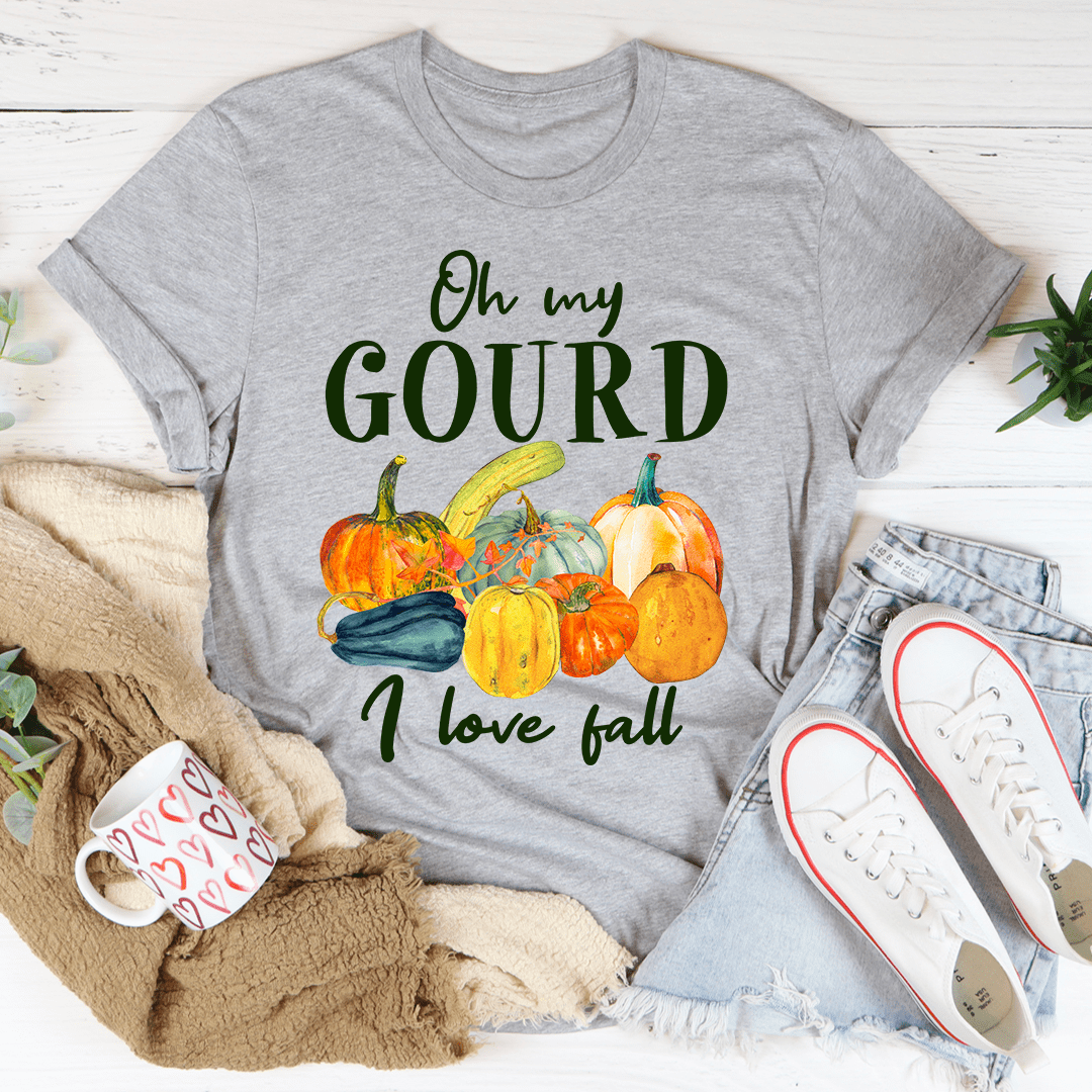 Oh My Gourd T-Shirt featuring a fun design, made from soft ring-spun cotton with double stitching for durability.