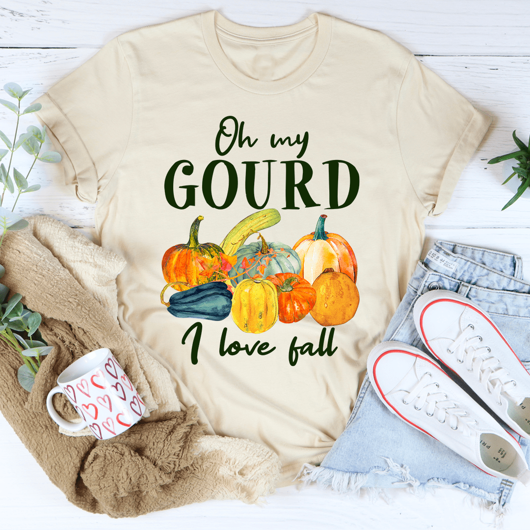 Oh My Gourd T-Shirt featuring a fun design, made from soft ring-spun cotton with double stitching for durability.