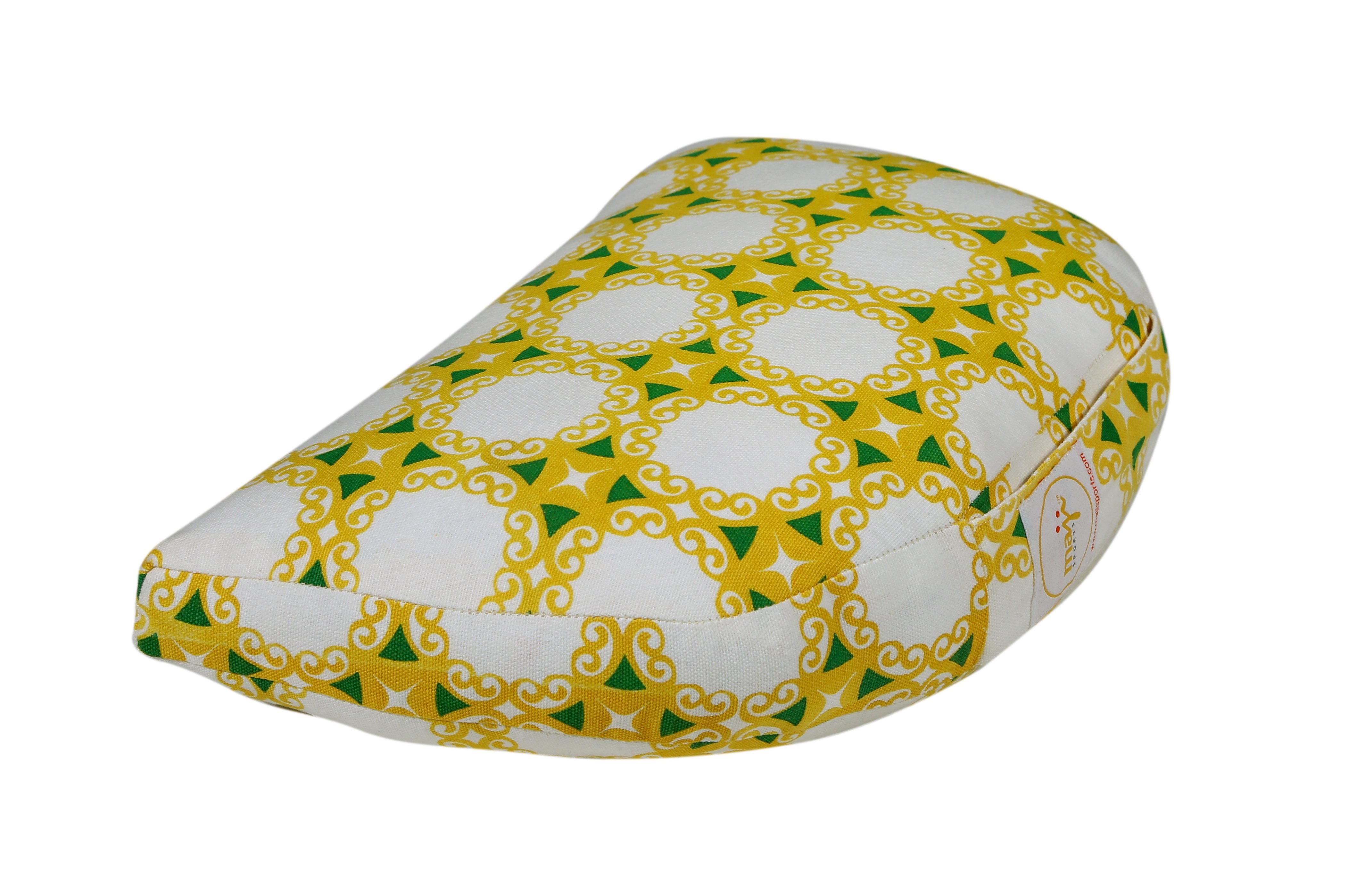 Om Zafu Yoga Meditation Pillow in a serene setting, showcasing its cotton twill cover and ergonomic design for comfort during meditation.