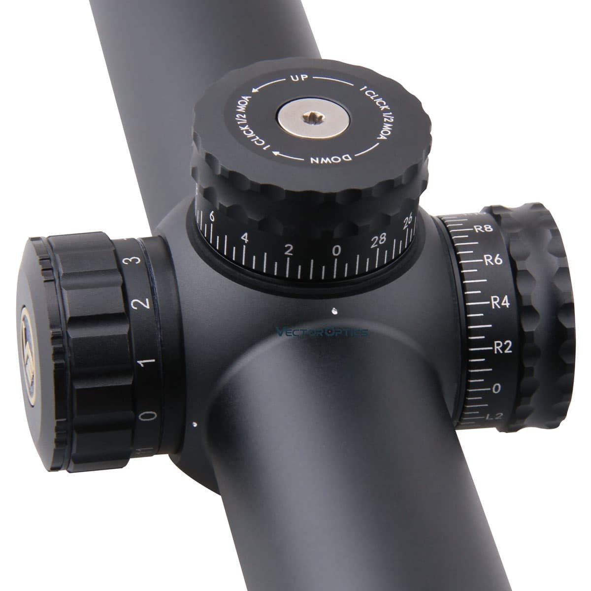 Optics Aston 1-6x24 SFP Tactical Rifle Scope showcasing its sleek design and etched glass reticle.