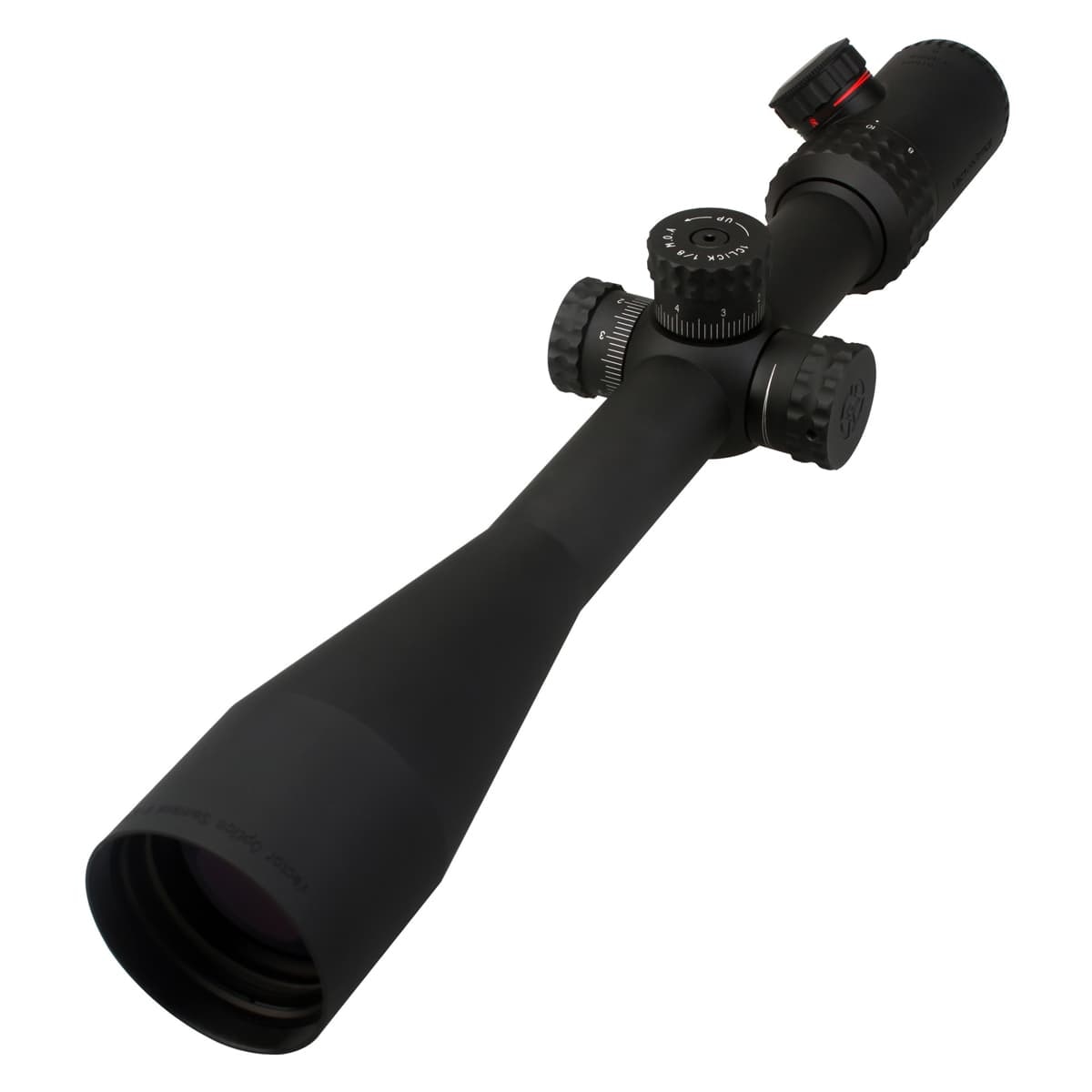 Optics Gen2 Sentinel 8-32x50 Tactical Rifle Scope with Mark Ring Honeycomb Sunshade, showcasing its sleek design and high-quality lens.