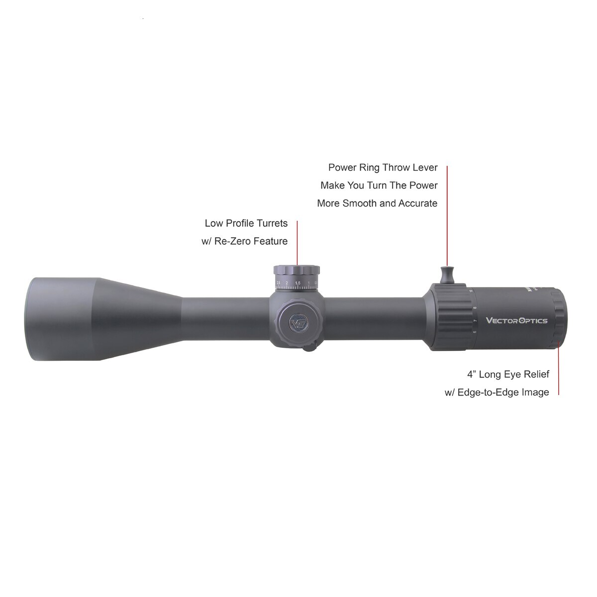 Vector Optics rifle scope side view.