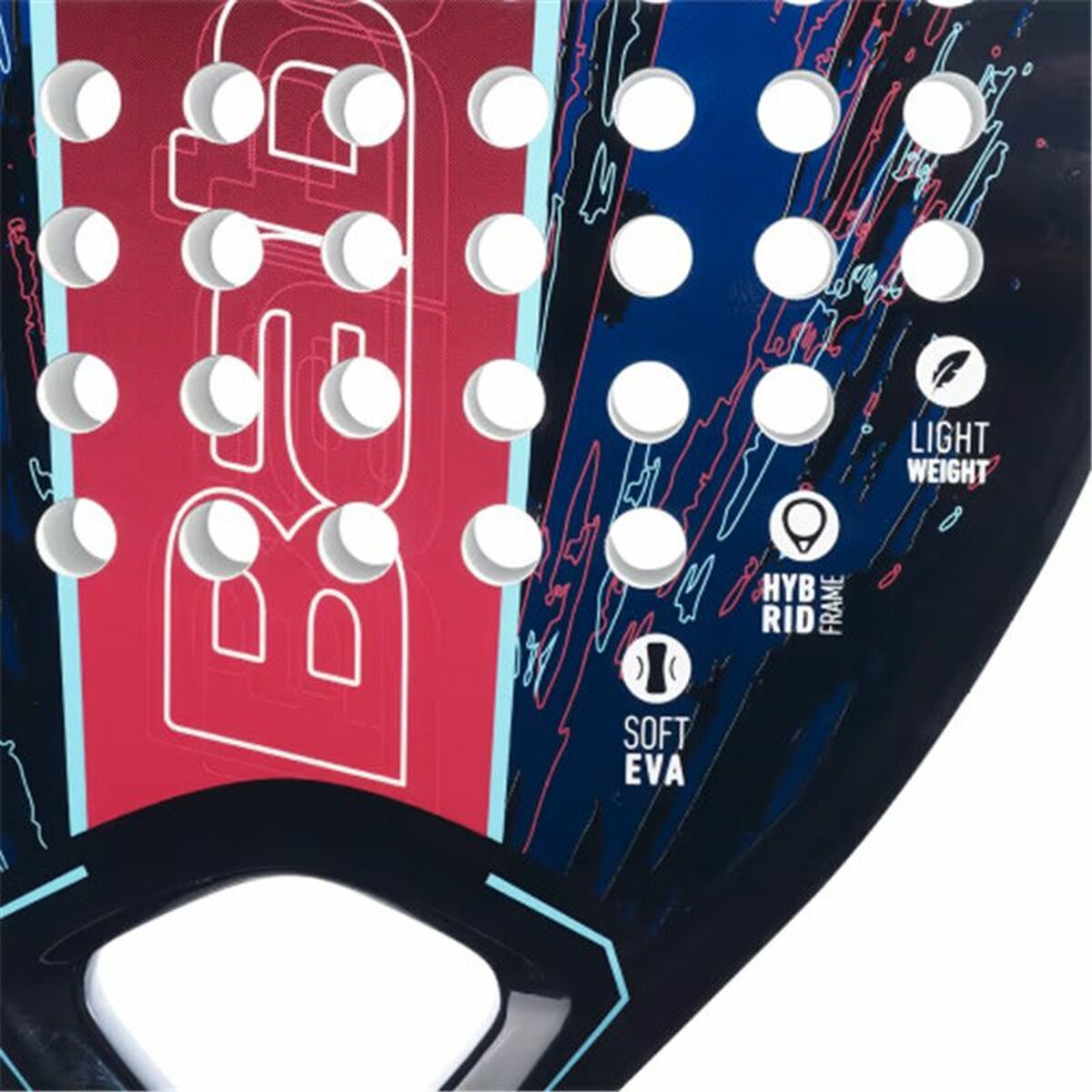 Close-up of padel racket.