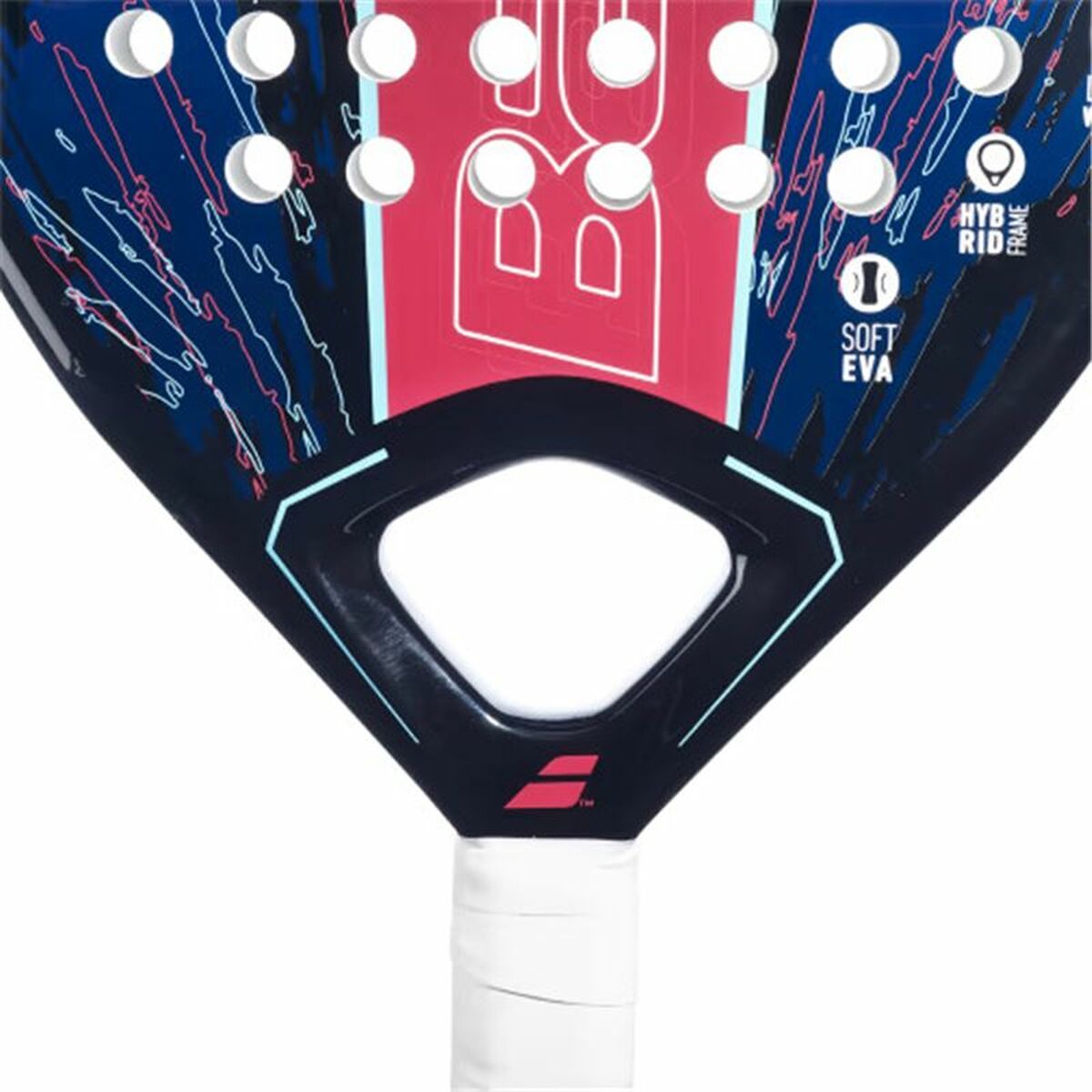 Close-up of a padel racket.